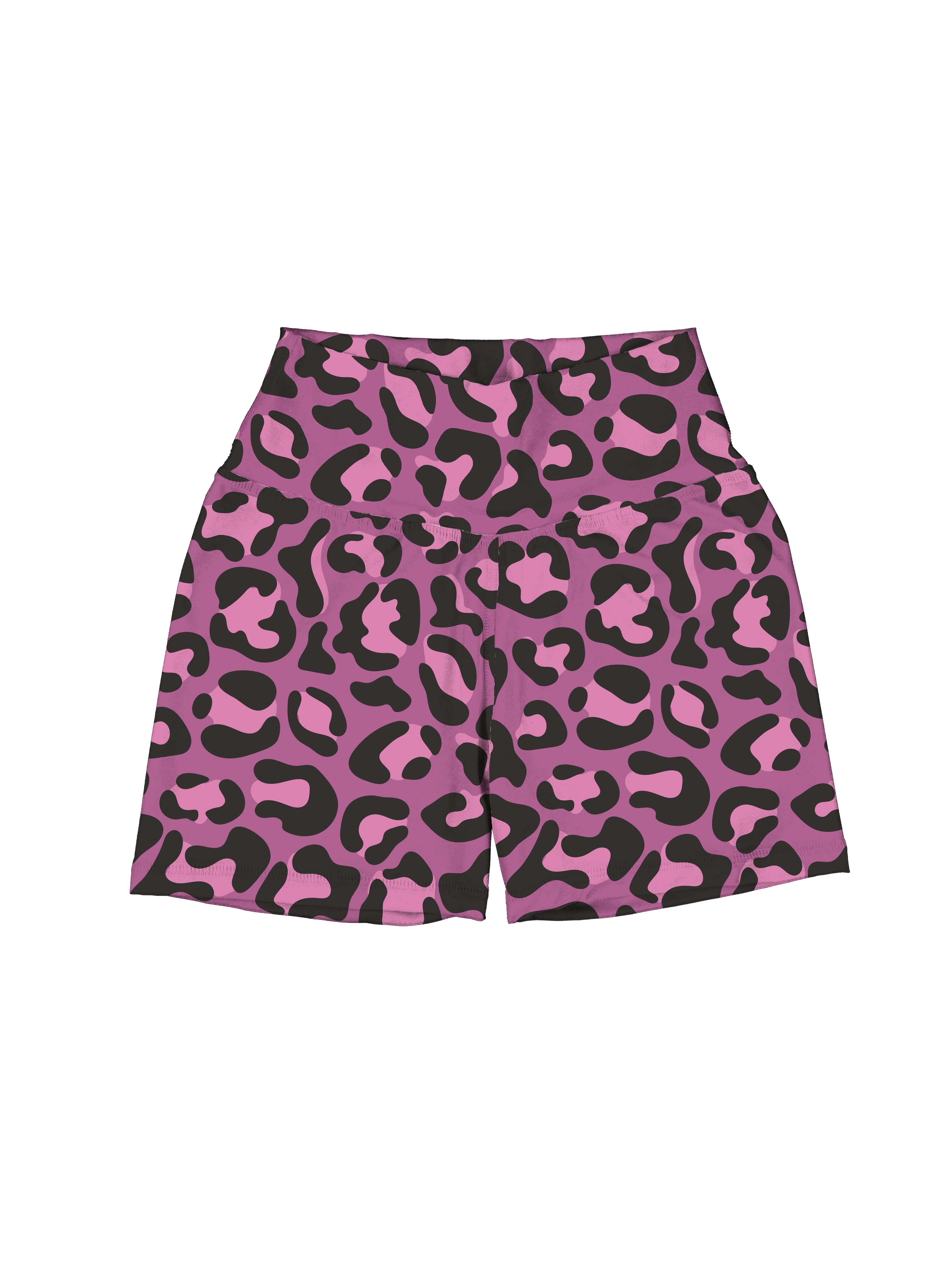 LEOPARDO ROSA - SHORTS CORTE CURVO